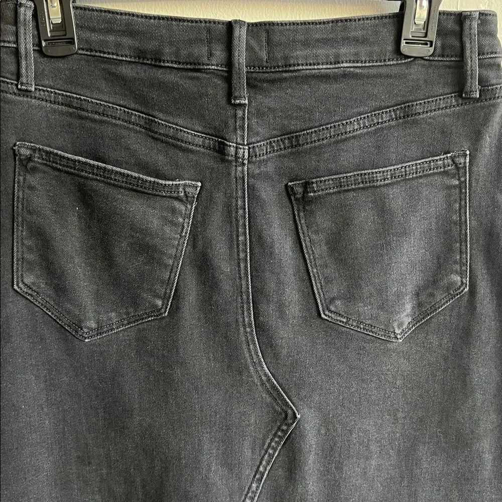 Free People Driftwood Katie Midi Maxi Skirt Denim Black Gray Frayed in Size 28